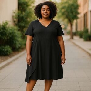 Eloquii Black V-Neck Sheath Dress Sz 18